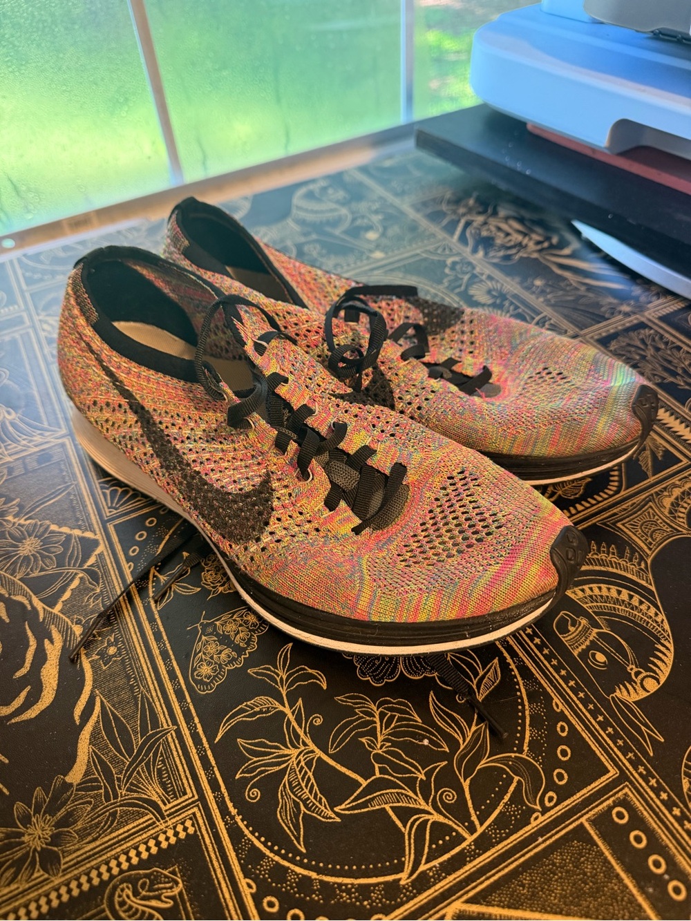 Nike Multicolor Flyknit Racer Men’s Sneakers with Black Swoosh